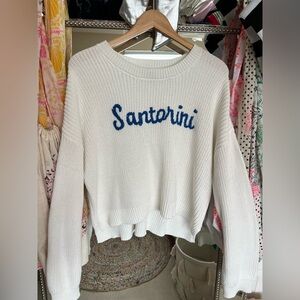 Sincerely Jules White and Blue Santorini Knit Sweater